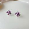 Brincos de cerâmica triangulares estilo retrô Mori Sweet, brincos de flor, estilo coreano, joias para uso diário, estilo garota da porta ao lado, Dongdaemun