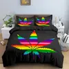Roupa de Cama com Impressão Digital 3D Capa de Colcha Folha Colorida Conjunto de Três Peças Têxteis para Casa Amazon Modelo Mais Vendido Pode Ser Personalizado com Fotos