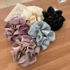 Tiktok Pássaro Azul Peixe Voador Estilo Laço de Cabelo Grande Feito à Mão DIY Cor Sólida Branco Puro Laqueado Scrunchie Tie-Dye Scrunchie