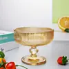 Vaso de Helado Rayado Vertical, Vaso de Vidrio, Vaso para Smoothie, Vaso para Postre, Vaso para Malteada, Vino, Copa de Champagne Estilo Lujo Ligero, Retro Lujo Ligero