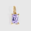 Chihang Jewelry Colgante Cuadrado Geométrico de Acero Inoxidable con Circonita Chapado en Oro Accesorios de Colgante Piedra de Nacimiento de Diciembre