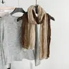 Bufanda plisada degradada para mujer, chal fino de primavera y otoño, bufanda de seda versátil para protección solar, bufanda larga transparente de estilo retro artístico
