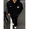 Sudadera con capucha bordada con emblema de Inglaterra estilo americano de calle, para hombre, primavera/otoño, delgada y de corte holgado, marca de nicho de moda, chaqueta para pareja