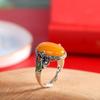 O anel de cera de abelha de prata S925 prata personagem anel de âmbar para senhoras abertura literária retrô anel antigo
