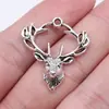 28x 26mm 1.7g plata antigua accesorios para joyería DIY colgante de cabeza de ciervo