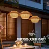 Nuevo Candelabro Solar Lámpara Colgante para Árbol en Patio Exterior Lámpara de Techo para B&B Villa Puerta de Entrada Estilo Chino Ratán Atmósfera