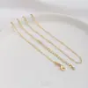 Collar de Acero Jf14K que Conserva el Color con Acabado de Oro Real Estampado Cadena Plana de Perlas O Cadena de Extensión de Gota de Agua Collar para Clavícula de 45 cm