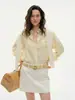 Camisa de Lino 100% con Rayas Verticales para Mujer, Manga Larga, Corte Holgado, Casual, Adecuada para el Trabajo, Top Protector Solar, Chaqueta de Verano