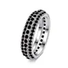 Anillo Kaiwei de Lujo Elegante de Tres Filas Full Diamond Zirconia Estilo Hip Hop Europeo y Americano Rodeado de Circonita Anillo de Compromiso