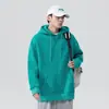 Sudadera con Capucha de Color Puro Nueva para Primavera y Otoño para Hombres y Mujeres Sudadera Holgada Oversize para Pareja Sudadera Pulóver de Bolsillo de Manga Larga