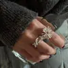Anillo de Fuegos Artificiales Dulce y Fresco para Mujer, Líneas Geométricas, Diseño Hueco, Nuevo Anillo Abierto, Apilable, Versátil, Anillo Personalizado para Dedo Índice