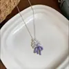 Collar de flor de circón con lazo y goteo de aceite, estilo fresco y delicado, diseño único, cadena para la clavícula versátil y elegante