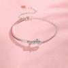 Pulseira Meia Pulseira Prata de Lei S999 Feminina Pulseira Laço Moda Pulseira Versátil Joia com Diamante Presente para Namorada