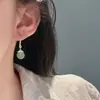 Gancho de Orelha Nalan Prata de Lei S925 Novo Estilo Chinês Pequeno Aroma Temperamento Jade Verde Simples Florzinha Inserida Conta Redonda Gancho de Orelha M08439