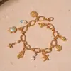 Pulseira de Pedra Natural Cerâmica Contas Estrelas Pérola de Concha Estilo de Férias Moda de Nicho Design Sentimento Pulseira para Mulheres
