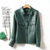 Chaqueta Corta de Cuero para Mujer Primavera y Otoño 2026, Ajustada Moda Chaqueta de Piel de Oveja Haining, Abrigo Corto Blanco