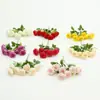 7 Cabeças de Rosa Enrolada, Flores Artificiais, Flores Falsas, Decoração de Casa e Casamento, Atacado de Arte Floral, Decoração de Mesa ao Ar Livre