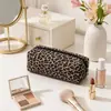 Bolsa de Maquiagem Estampada de Leopardo Mais Vendida no Exterior, Bolsa de Armazenamento de Cosméticos Portátil de Grande Capacidade, Estojo de Papelaria de Nicho para Estudantes, Estojo de Lápis