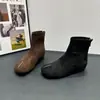 Botas Femininas Toe 2026 Botas Emagrecedoras Outono Aumento Interno de Altura Chelsea Split Falso Botas Curtas Zíper Traseiro Botas Curtas Camurça
