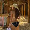 2025 Bikini Simple Nuevo para Mujer Dividido Triángulo Bolsa Pantalón Cintura Baja Tira Traje de Baño Sexy Europeo y Americano Bikini