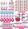 Decoraciones para Fiesta de Gatos Kt Transfronterizas Pancarta de Cumpleaños Infantil Adorno para Pastel Globo Mantel de Mesa Set Espiral Montaje de Fiesta