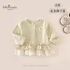 Novedad de Otoño Ropa para Bebés Niños Clase A Ropa Infantil Amigable con la Piel Cómoda Transpirable Cuello Bajo Cintura Ajustada Patchwork Encaje Chaqueta para Niña Bebé