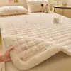 Juego de Tres Piezas de Colchón de Terciopelo de Leche para Uso Doméstico, Sábana de Cama Gruesa Caliente de Invierno, Protector de Colchón de Cama Individual para Dormitorio de Estudiantes Colchón