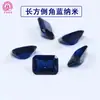 Anillo de metal con biselado rectangular, gema azul nano pequeña de ocho lados con base puntiaguda, cara del anillo azul nano, piedra suelta azul nano, venta directa de fábrica