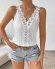 Amazon Europeo y Americano Comercio Exterior Transfronterizo Moda Femenina Nuevo Cuello en V Casual Sin Mangas Flor Color Puro Camisetas Tops para Mujeres