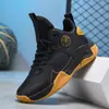 Zapatos de Baloncesto para Niños Antideslizantes Absorción de Impactos Botas de Batalla Negro Dorado Caña Alta Soporte de Tobillo Zapatos Deportivos para Niños Transfronterizos Niños Grandes Entrenamiento