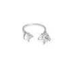 Destello Explosivo~Anillo Vintage de Zirconia Doble Cabeza para Mujer Diseño de Nicho Lujo Accesible Anillo para Dedo Índice Joyería de Mano de Apilamiento de Gama Alta para Mujeres
