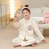 Pijama Nuevo para Niños 2025 Primavera y Otoño Estilo Coreano Cardigan para Niños Mayores Niñas Adolescentes Ropa de Casa para Niños Conjunto de Ropa para Niños