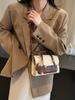 Bolso cuadrado pequeño de textura a color contrastante, bolso pequeño para mujer, 2024 nueva tendencia de línea, moda combinable, casual, de hombro, bandolera