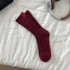Etiqueta de Tela Europea Carta Calcetines Modernos Moda Combinable Angora Calcetines Rojos Calcetines de Algodón para Mujer Calcetines de Media Caña Calcetines Gruesos a Rayas Otoño