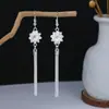 [Selección Premium] Pendientes Estilo Étnico de Minorías Vintage con Plata de Minorías Étnicas, Pendientes Largos Colgantes Florales Estilo Bohemio Único
