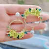 Pendientes de Flor Exagerados Estilo Coreano de Moda Estilo Influencer, Modernos, Elegantes, Dulces, Lujo Ligero, Pendientes Únicos, Accesorios para Orejas para Mujeres