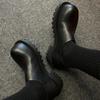 Versão em couro de vaca ~ sapatos populares deste ano versão coreana de nicho camurça rasa sapatos de avó femininos sola grossa lefu botas femininas