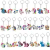 Colgante de Unicornio Lindo Dibujo Animado Caballo Pequeño Llavero de Bolsa Adorno Colgante PVC Goma Blanda Decoración de Llavero Colgante Pequeño