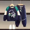 Ropa de niño otoño traje de niño otoño manga larga suéter de dibujos animados pantalones casuales ropa deportiva para niños conjunto de dos piezas