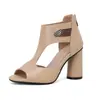 Botas 2024 mujer sandalias huecas sandalias boca de pez 48 nuevo 33 tacón alto tacón grueso comercio exterior sandalias romanas negras