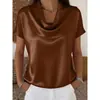 2025 Nuevo Estilo Top Holgado de Manga Corta para Sitio Independiente Transfronterizo de Amazon Camisa Casual Versátil para Mujer