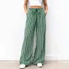 Pantalones de Rayas Anchos con Cintura Elástica, Estilo Europeo y Americano, Nuevos 2026, Corte Holgado, Versátiles para el Trabajo y el Uso Casual