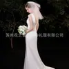Velo Sencillo para Novia Propuesta Francesa y Certificado Doble Capa Gasa Princesa Cumpleaños Foto Corto Estético Accesible Lujo Tocado