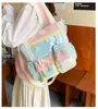 Mochila nueva estilo japonés, moderna y de colores dulces en bloques, perfecta para estudiantes de secundaria y preparatoria, con gran capacidad para llevar útiles escolares
