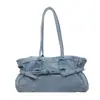 Bolso de Hombro de Mezclilla Retro Coreano para Mujer de Principios de Otoño Gran Capacidad Moderno Nicho Versátil Elegante Bolso Tote de Hombro Único