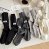 Meias de Veludo de Veado para Outono e Inverno Meias Empilháveis Sólidas Bordadas nas Costas Meias de Caxemira Meias Grossas Quentes para Crianças