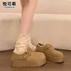 Sapatos Birkenstock genuínos de couro retrô com sola grossa para aumentar a altura e cobertura total para mulheres, novos mocassins slip-on de outono 2026
