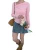 Nuevo Estilo Otoño Temprano 2026 Top de Cuello Asimétrico con Diseño Plisado Ajustado, Camiseta Trendy de Manga Larga para Mujer, Camiseta Básica de Capa Interior