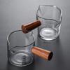Concentrado copo de café mini alça de vidro com alça pequena xícara de leite pote de leite alça de madeira frasco de leite escala copo de medição copo derramar frasco de leite