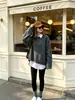 Suéter feminino de comércio exterior transfronteiriço, novo estilo outono e inverno, pulôver de caimento solto com barra fenda, suéter de tricô, top casual e versátil